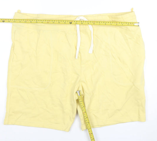 Marks and Spencer Men Yellow 3XL Regular Fit Jersey Sweat Shorts