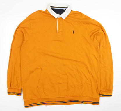Next Men's Orange XL Long Sleeve Cotton Polo Shirt