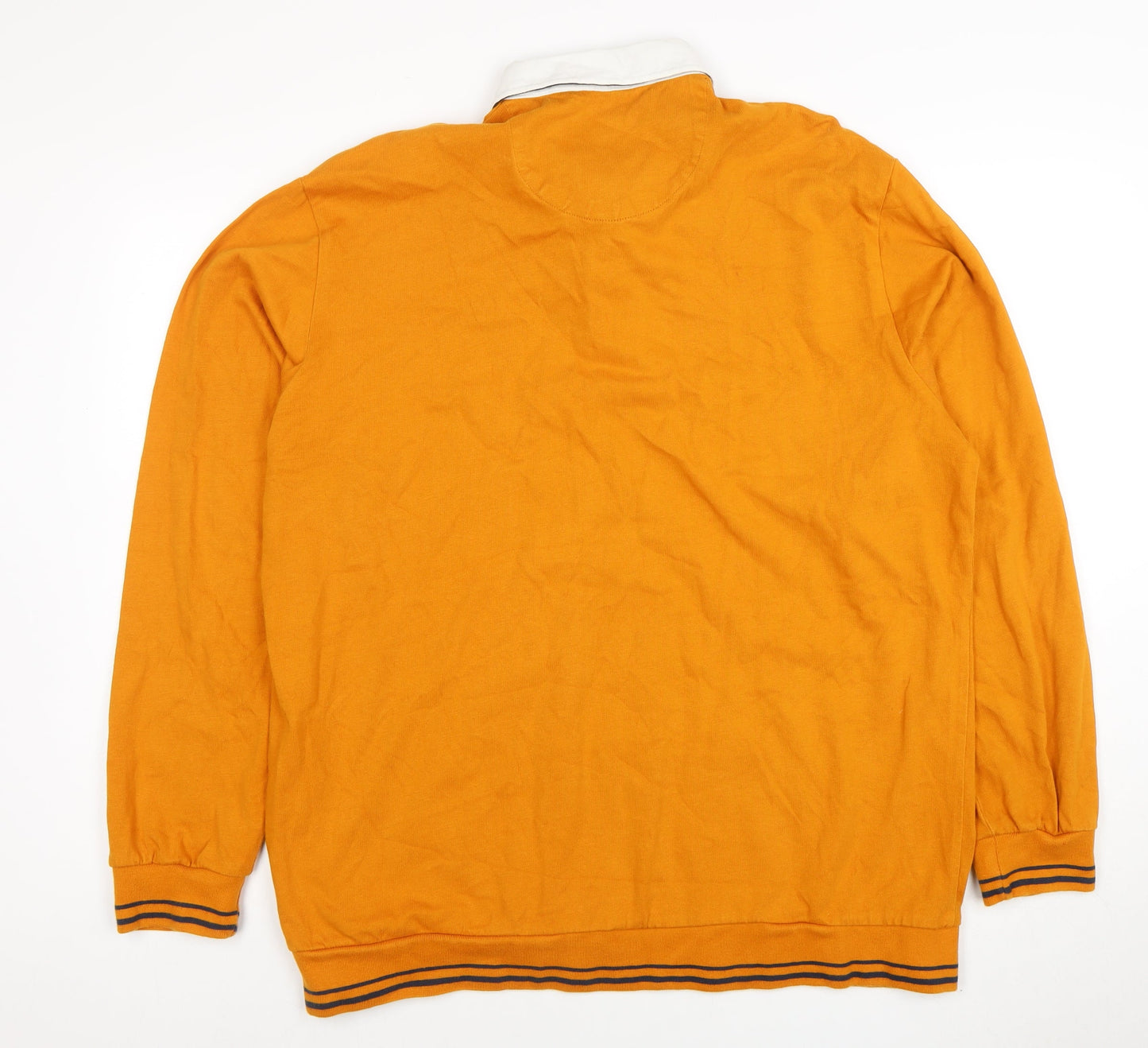 Next Men's Orange XL Long Sleeve Cotton Polo Shirt