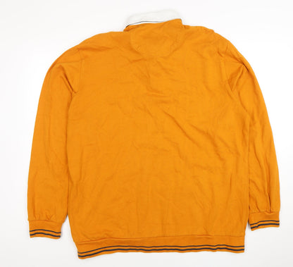 Next Men's Orange XL Long Sleeve Cotton Polo Shirt
