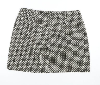 Avenue Women Black Geometric Tweed Short Skirt Size 12