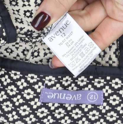 Avenue Women Black Geometric Tweed Short Skirt Size 12