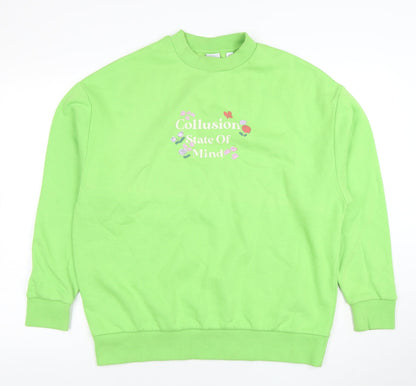 Womens UK Size 6 COLLUSION Green Pullover Sweatshirt