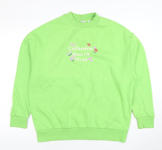 Womens UK Size 6 COLLUSION Green Pullover Sweatshirt
