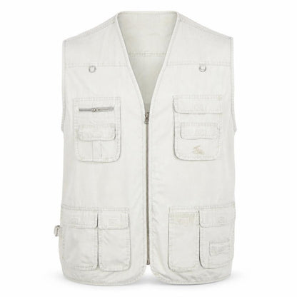 Sormatic Men's Beige XL Waistcoat Outdoor Utility Zip Pockets