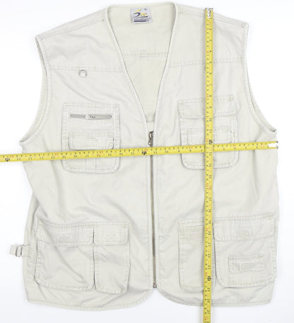 Sormatic Men's Beige XL Waistcoat Outdoor Utility Zip Pockets