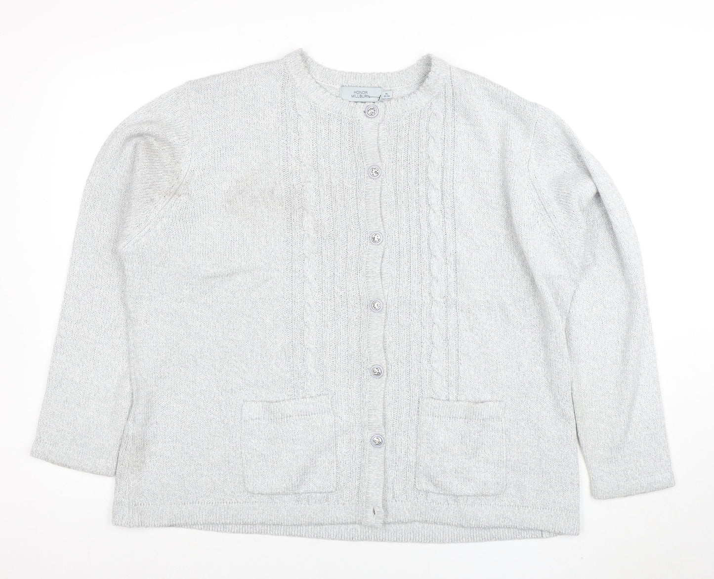 Honor Millburn Women's Grey Acrylic Cable Knit Cardigan XL