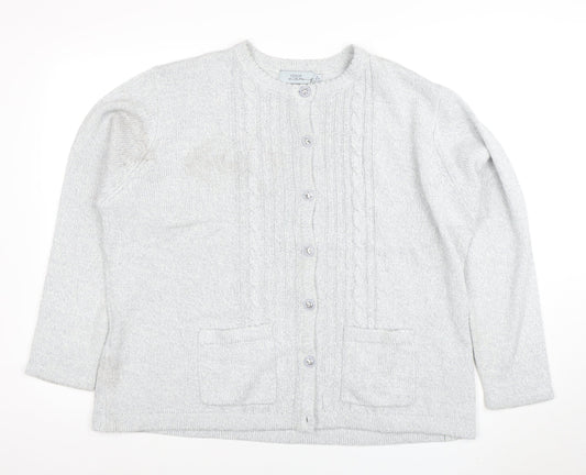 Honor Millburn Women's Grey Acrylic Cable Knit Cardigan XL