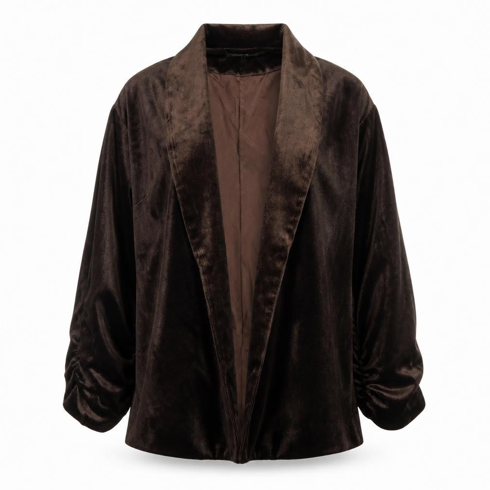 Mint Limit Women’s Brown Velvet Open Front Blazer Size L