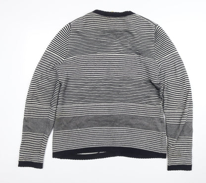 Viyella Womens Blue Striped Cotton Cardigan L Long Sleeve