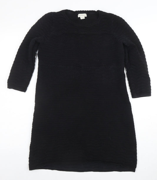 Monsoon Women Black Size 12 Knit Shift Dress 3/4 Sleeve