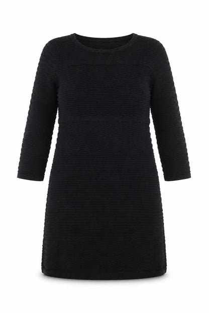 Monsoon Women Black Size 12 Knit Shift Dress 3/4 Sleeve