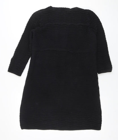 Monsoon Women Black Size 12 Knit Shift Dress 3/4 Sleeve