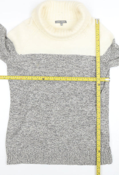 Laura Ashley Women Grey Roll Neck Angora Blend Jumper Size 14