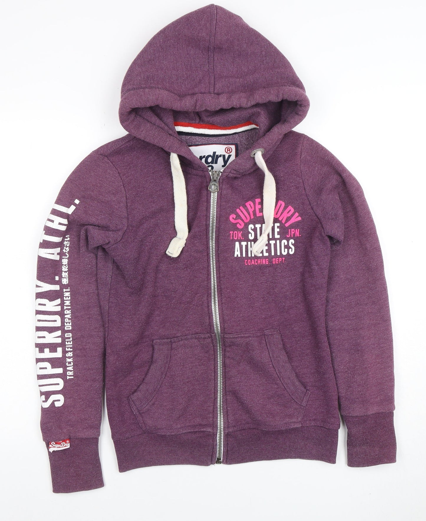 Womens UK Size XS Superdry Purple Full Zip Hoodie