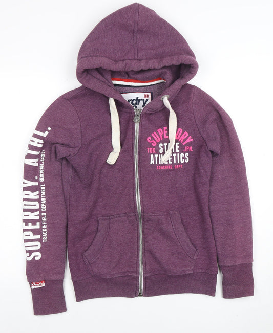 Womens UK Size XS Superdry Purple Full Zip Hoodie
