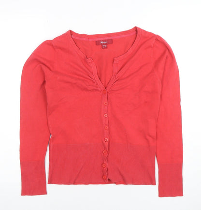 Marks and Spencer Women's Red V-Neck Button-Up Knit Top Size 10