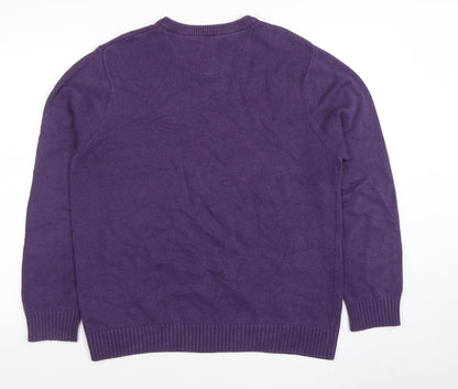 Maine New England Men's Purple Cotton V-Neck Jumper M