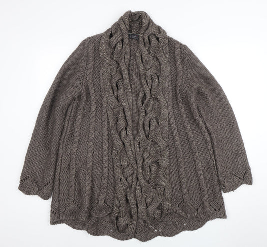 Marks and Spencer Women Brown Cable Knit Long Sleeve Cardigan Size 12