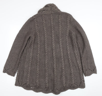 Marks and Spencer Women Brown Cable Knit Long Sleeve Cardigan Size 12