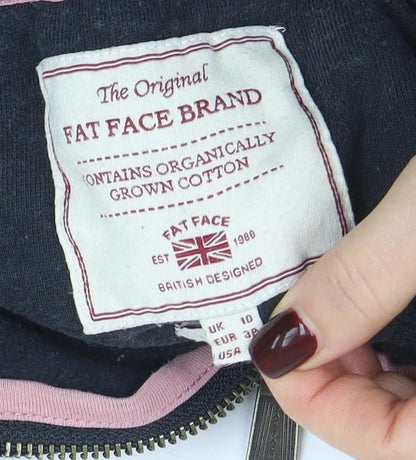 Womens UK Size M Fat Face Black Full Zip Hoodie