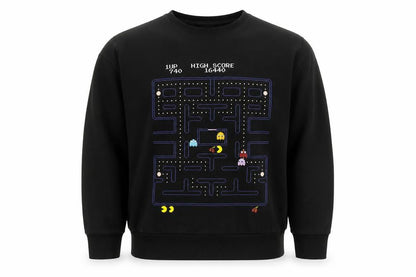 Mens UK Size 2XL Pac-Man by Bravado Black Pullover Sweatshirt
