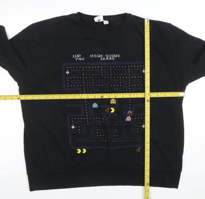Mens UK Size 2XL Pac-Man by Bravado Black Pullover Sweatshirt