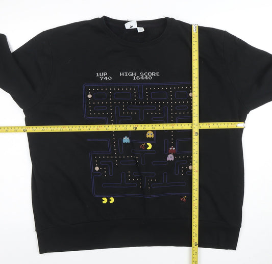 Mens UK Size 2XL Pac-Man by Bravado Black Pullover Sweatshirt