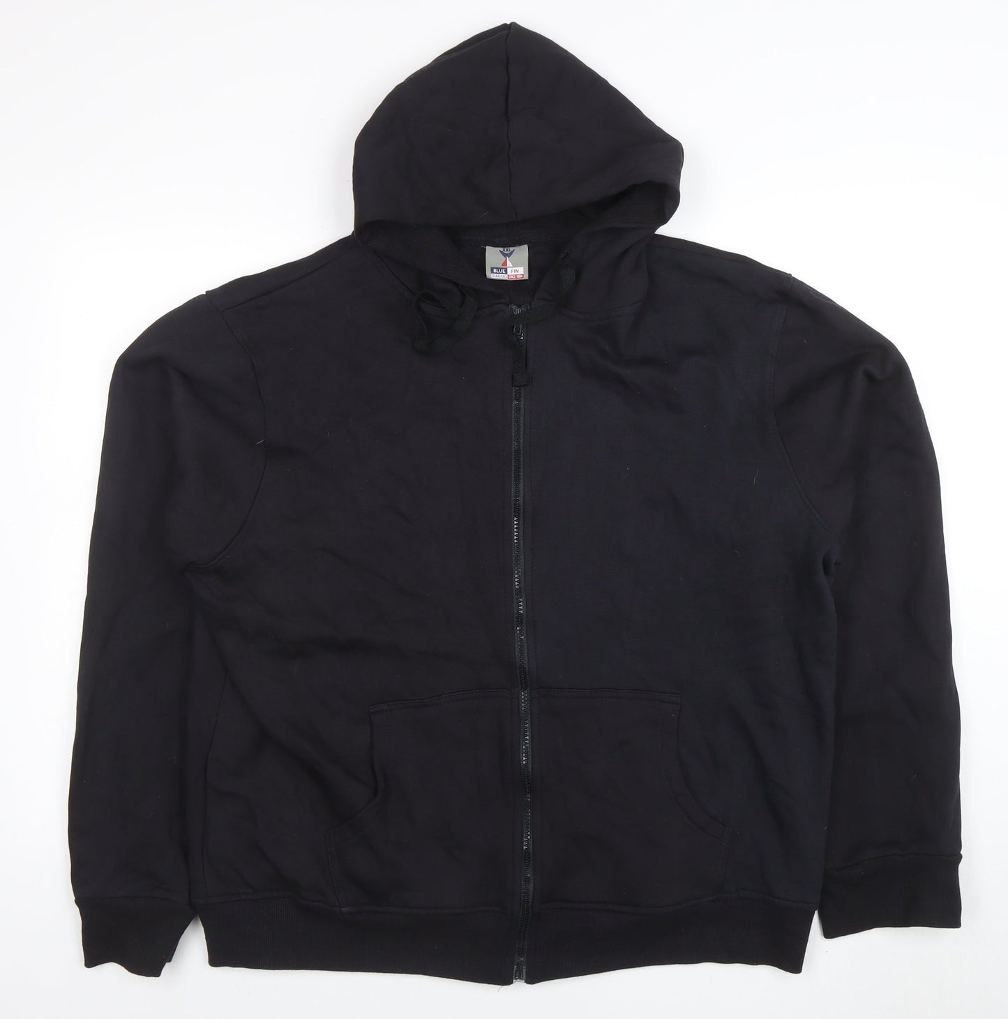 Mens UK Size 2XL Blue Fin Black Full Zip Hoodie