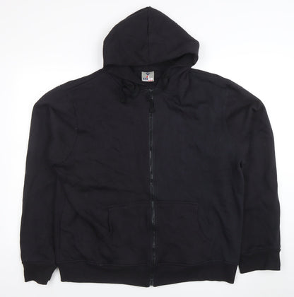 Mens UK Size 2XL Blue Fin Black Full Zip Hoodie