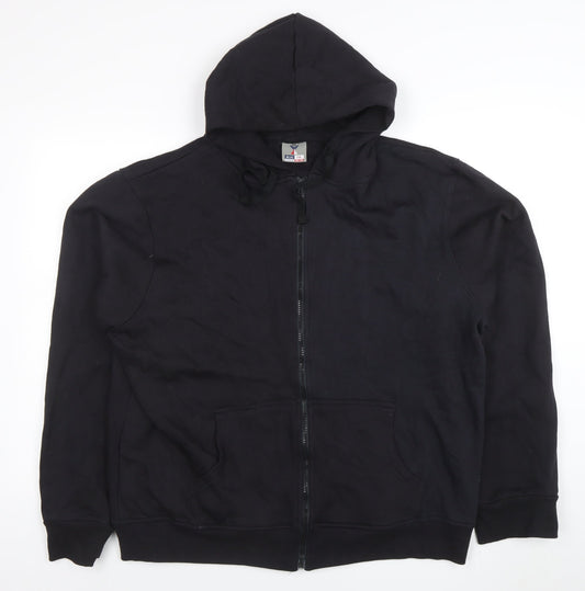 Mens UK Size 2XL Blue Fin Black Full Zip Hoodie