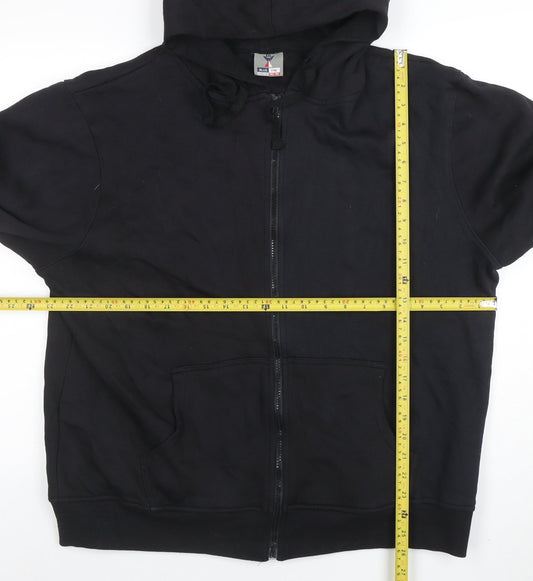 Mens UK Size 2XL Blue Fin Black Full Zip Hoodie
