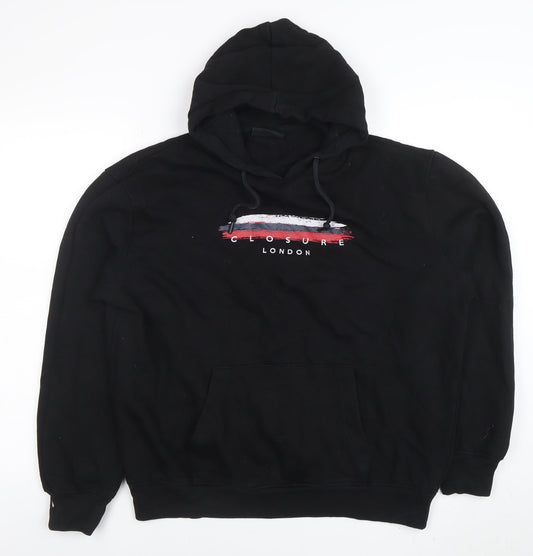 Mens UK Size L Closure London Black Pullover Hoodie
