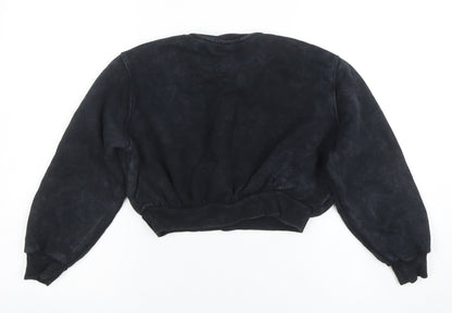 Marks and Spencer Girls Black Harvard Graphic Crew Neck Sweatshirt 9-10 Years