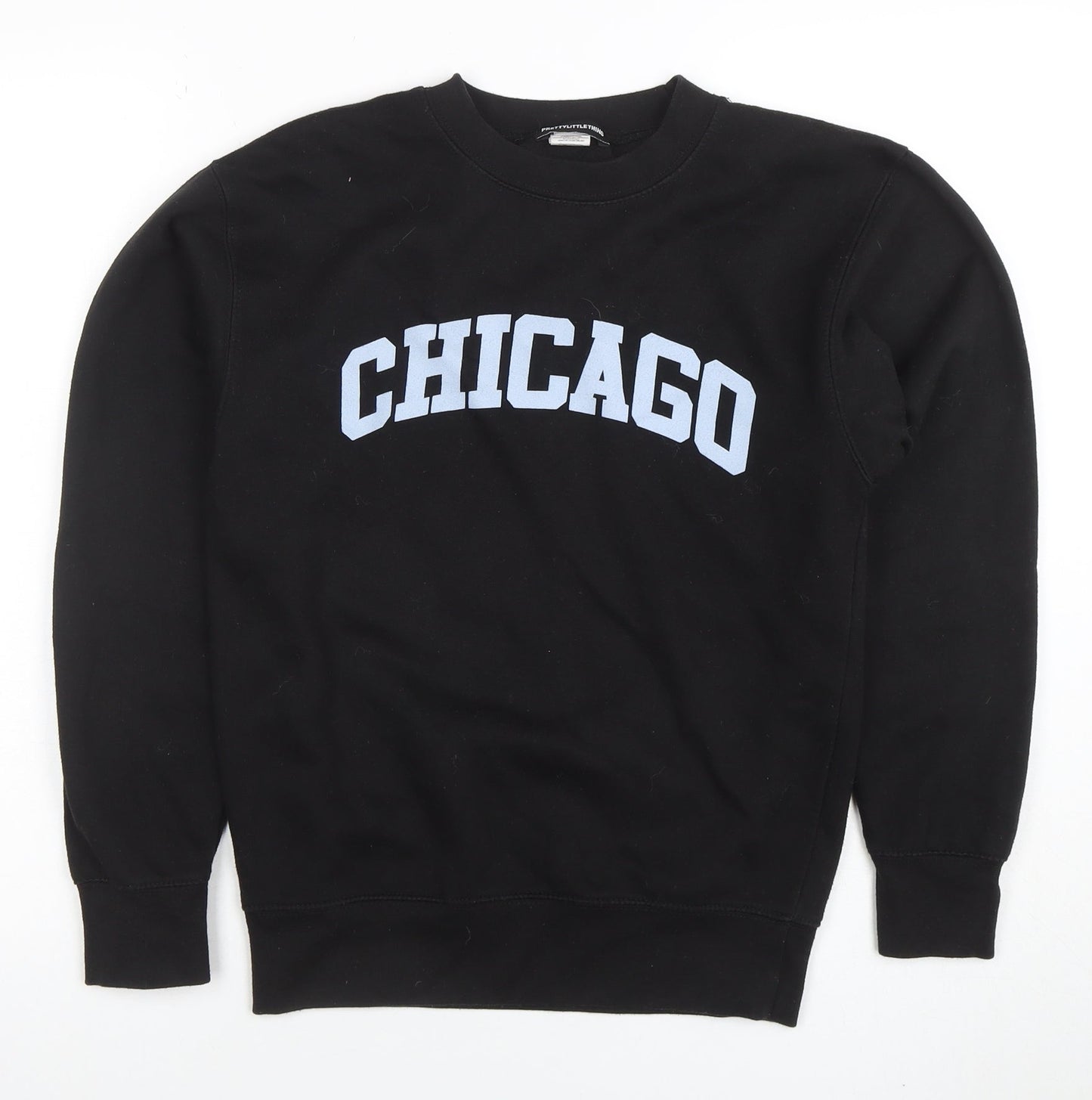Womens UK Size XS PRETTYLITTLETHING Black Pullover Sweatshirt