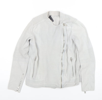 Armani Exchange Women's Grey Knit Biker Jacket Size S