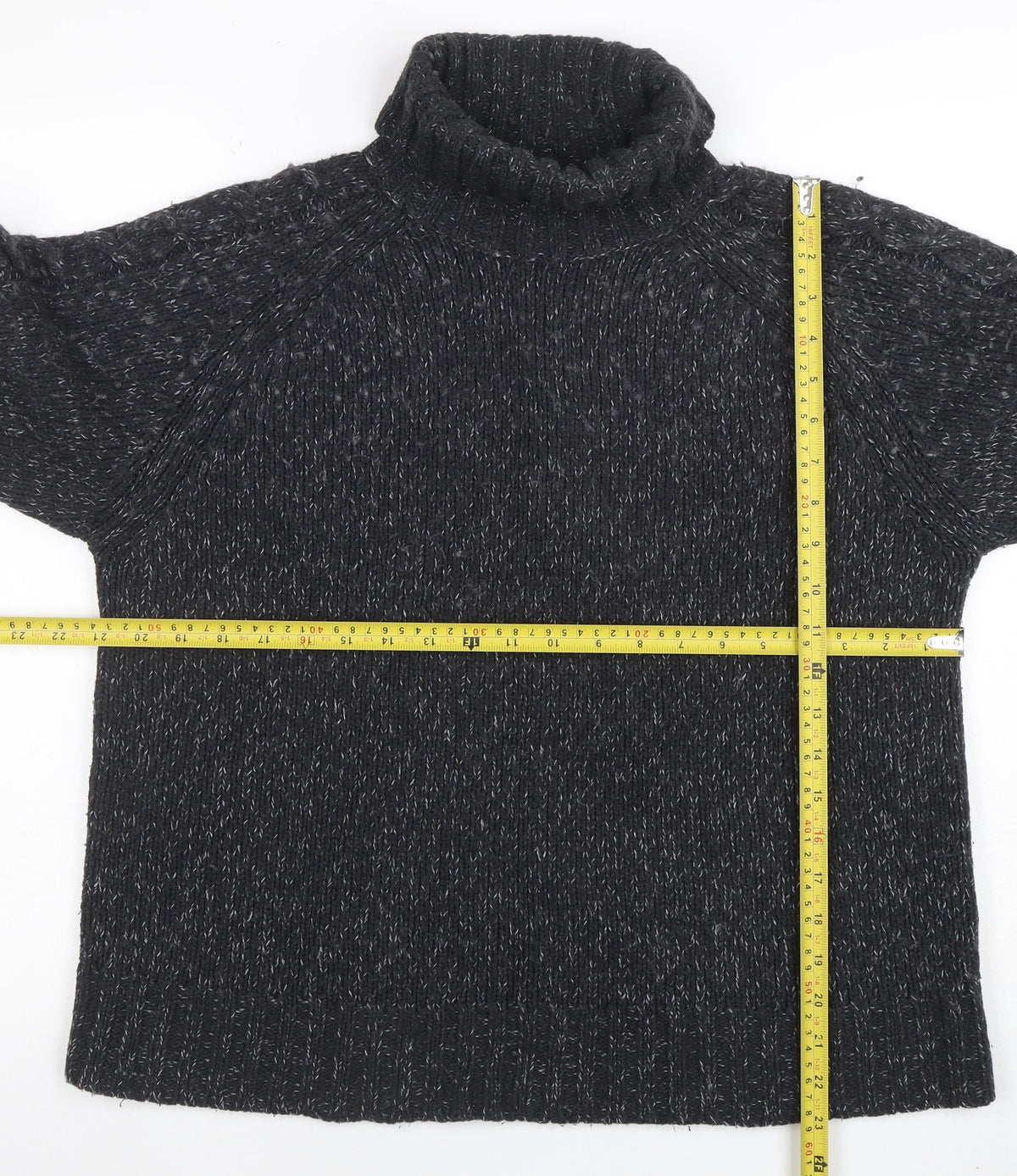 Marks and Spencer Women's Grey Roll Neck Cable-Knit Jumper Medium