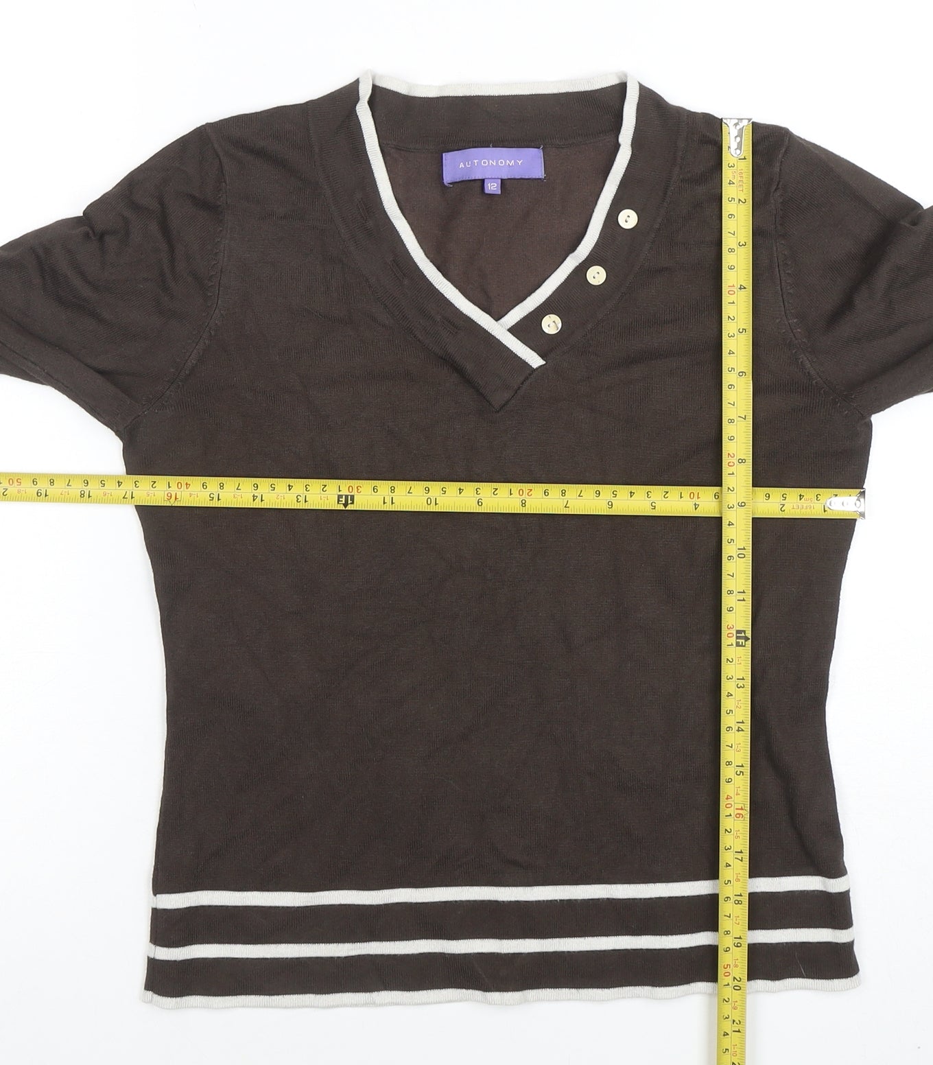Womens UK Size 12 Autonomy Brown Basic T-Shirt