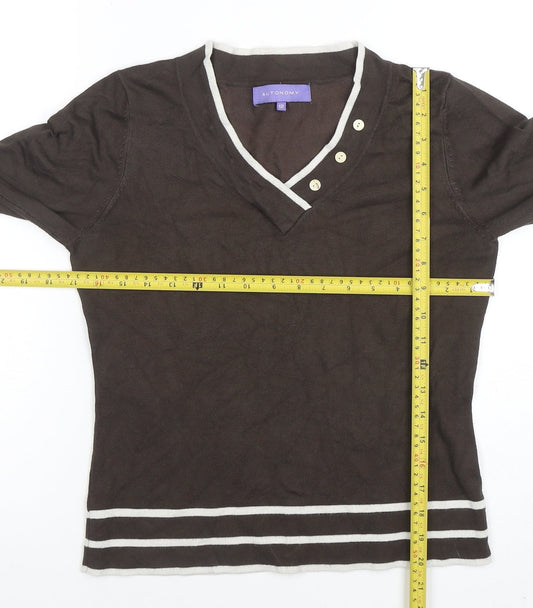 Womens UK Size 12 Autonomy Brown Basic T-Shirt