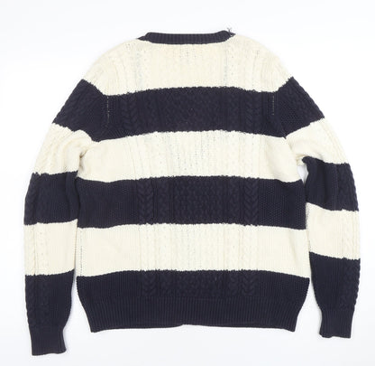 Mango Women’s Navy & Cream Striped Cable Knit Cardigan Size 14