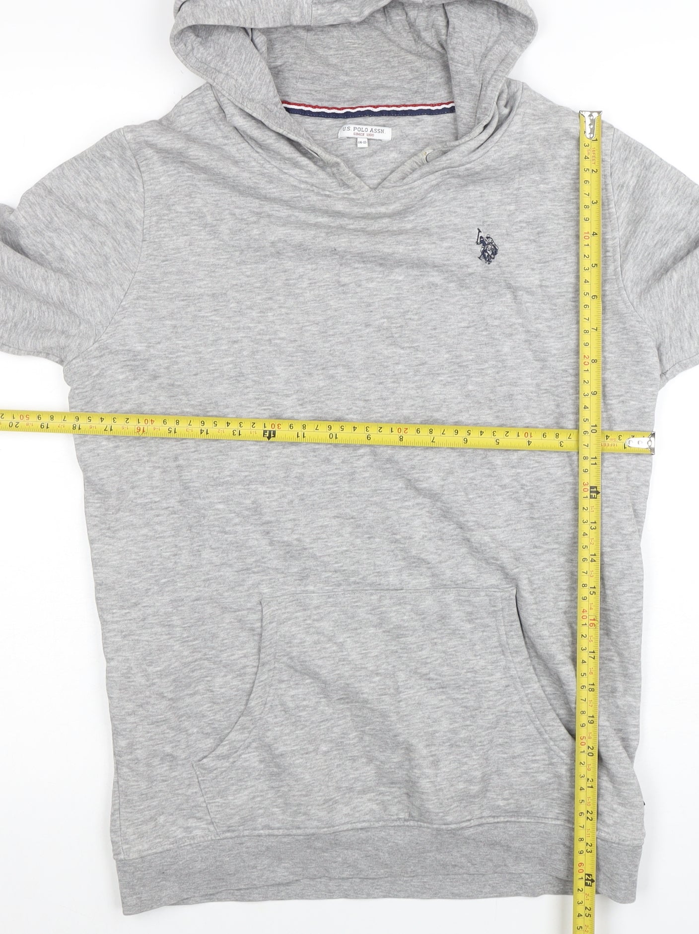 Boys UK Size 14-15 Years U.S. Polo Assn. Grey Pullover Hoodie