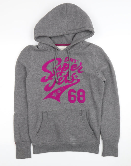 Womens UK Size M Superdry Grey Pullover Hoodie