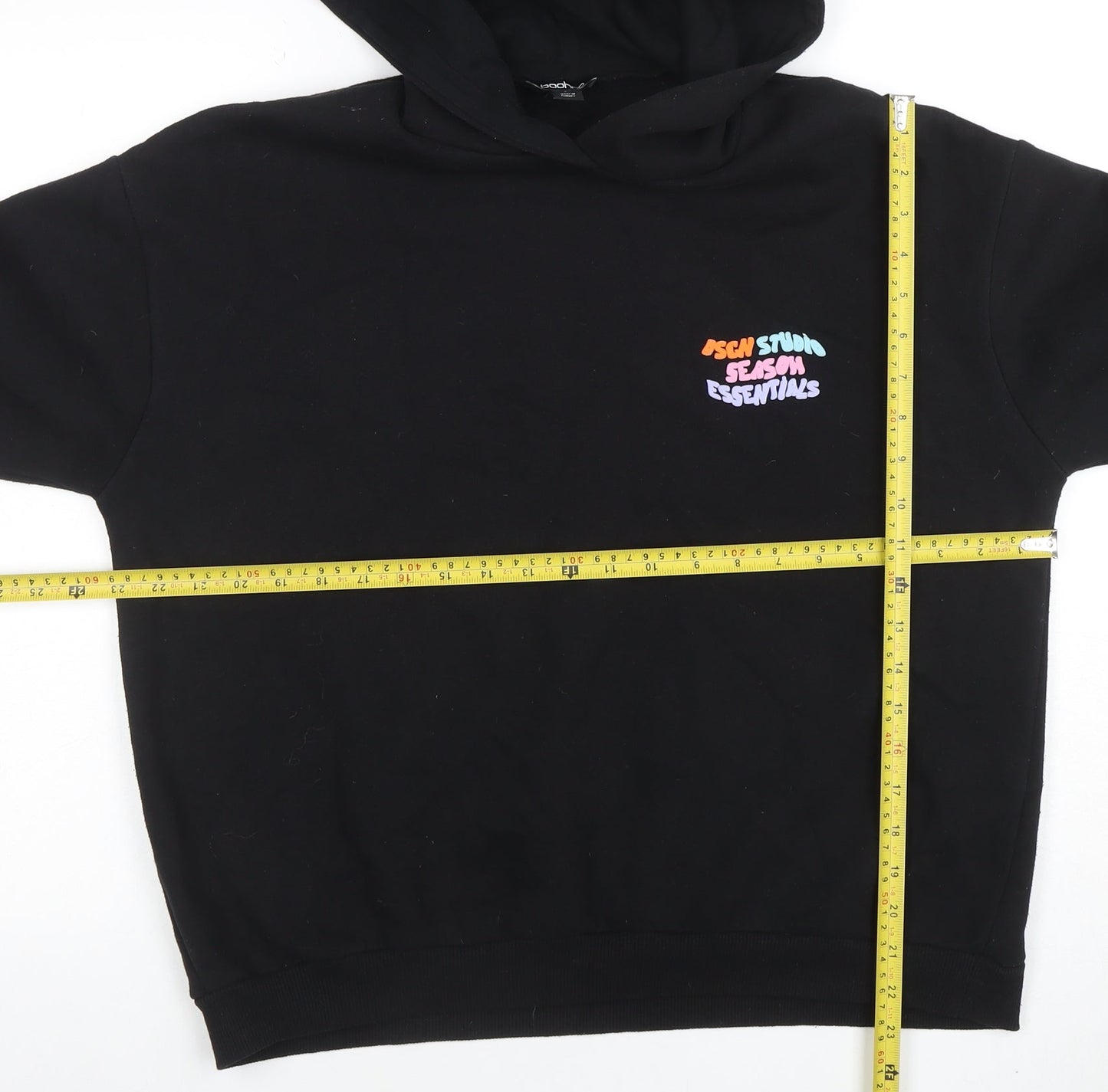 Mens UK Size M Boohoo Black Pullover Hoodie