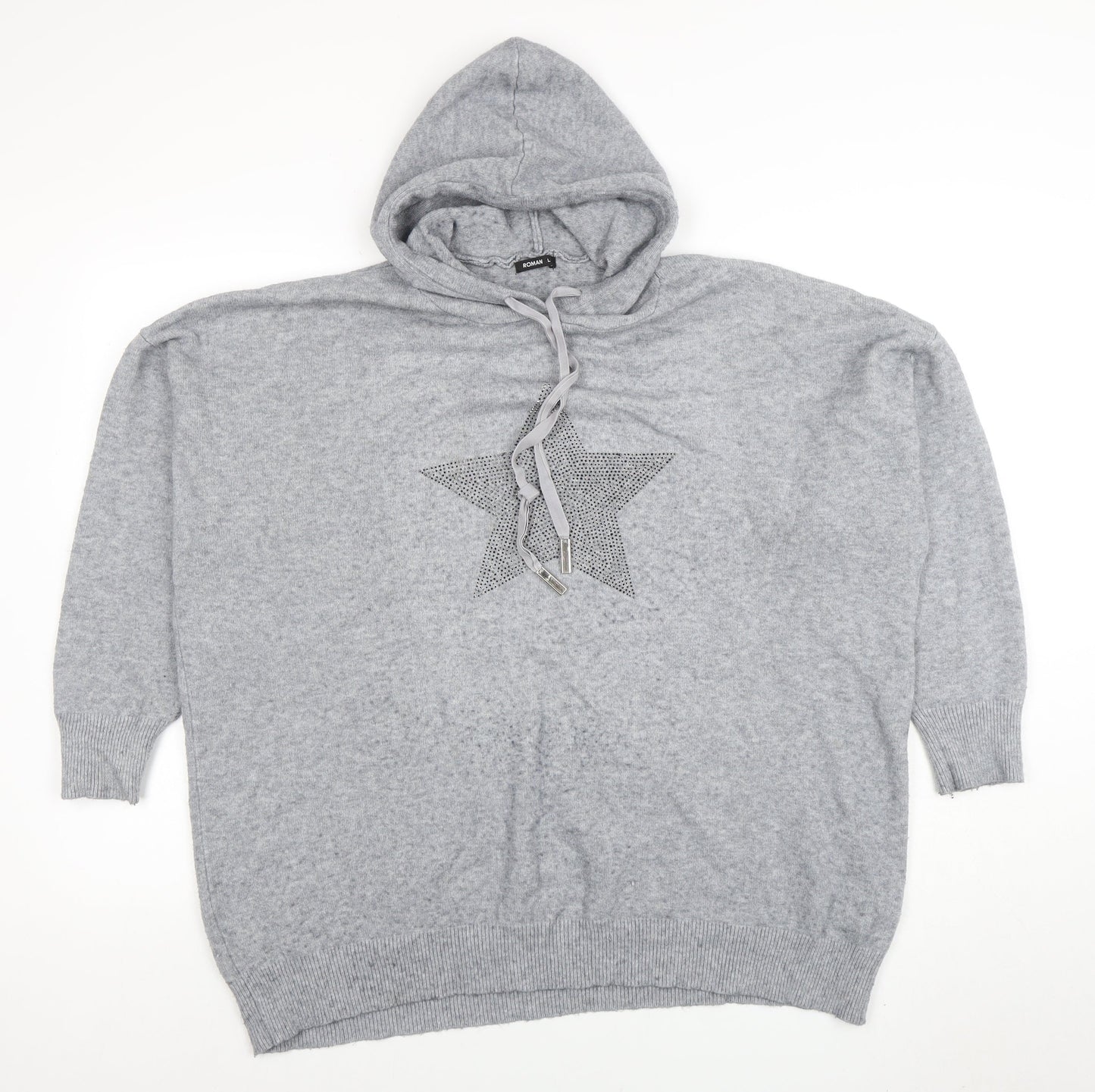 Womens UK Size L Roman Grey Pullover Hoodie