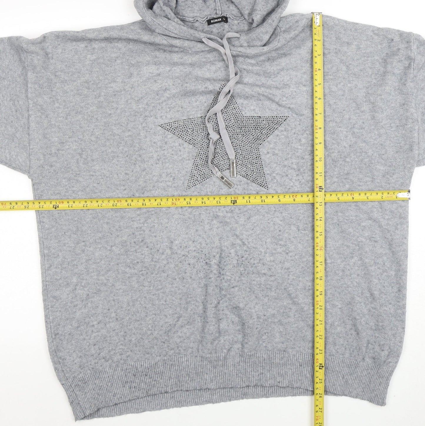 Womens UK Size L Roman Grey Pullover Hoodie