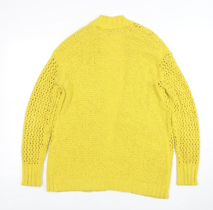 Marks and Spencer Women Yellow Cable Knit Open Cardigan S