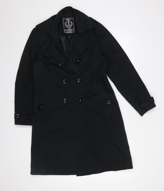 Womens UK Size M BIG Black Trench Coat