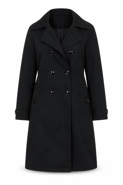 Womens UK Size M BIG Black Trench Coat