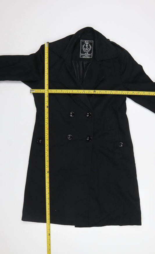 Womens UK Size M BIG Black Trench Coat