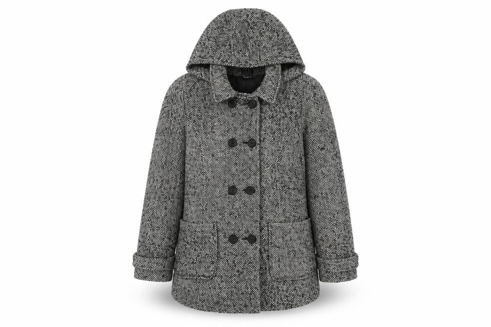 Atmosphere Womens Grey Pea Coat Size 10 Hooded Tweed Winter Jacket